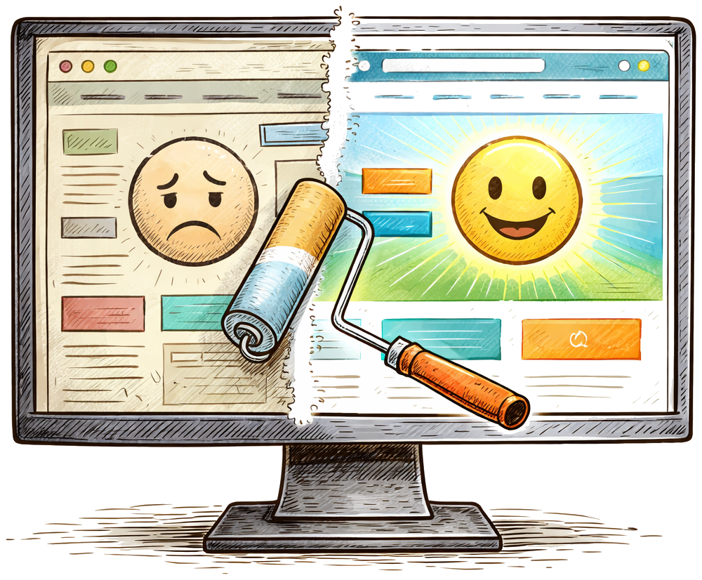 Website refresh before and after — outdated site transformed into a modern custom website