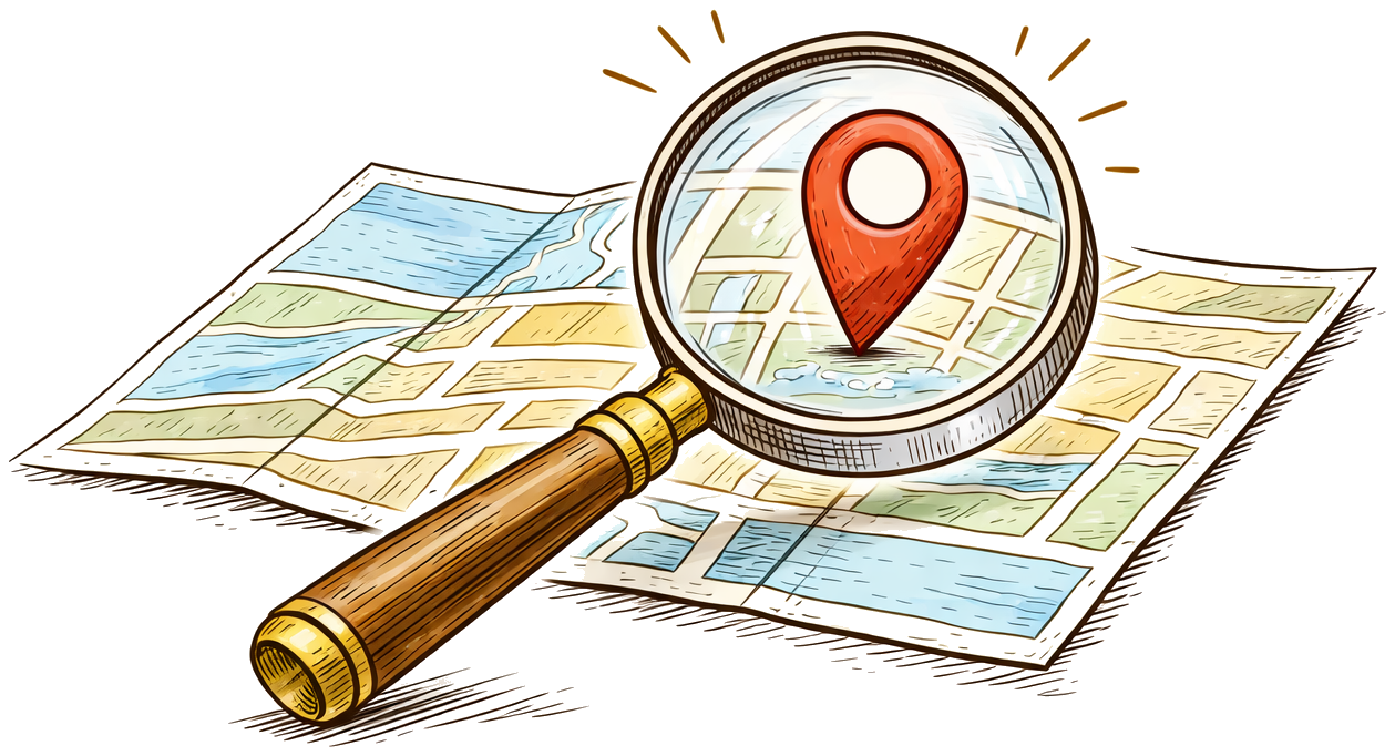 Magnifying map illustration