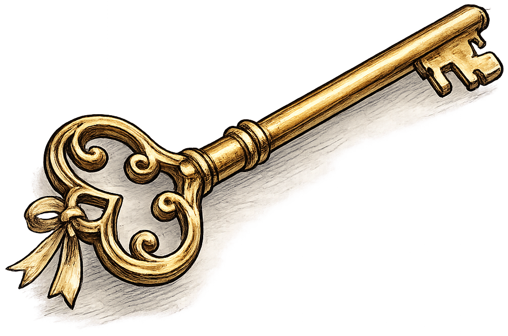 Brass key illustration representing granting account access without sharing a password