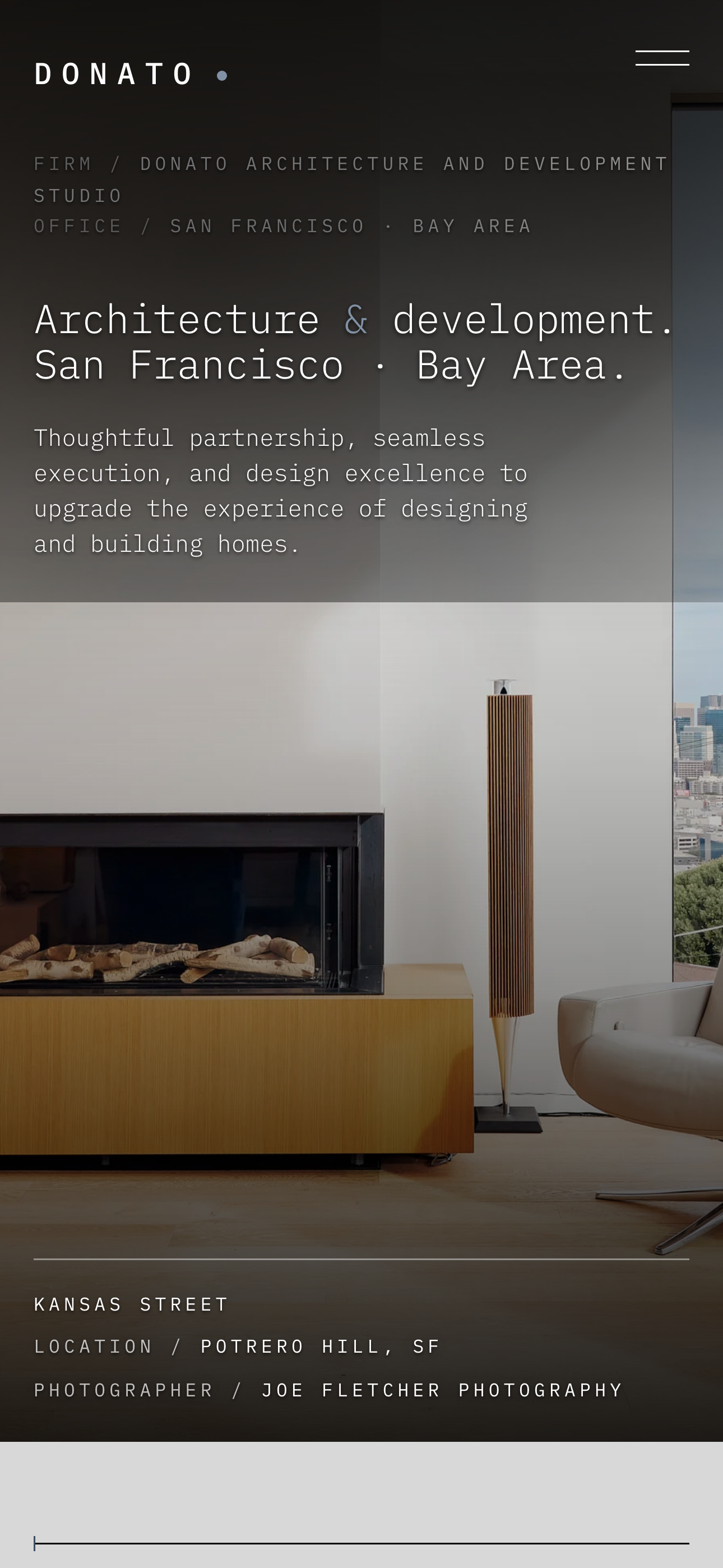 Donato Architecture and Development Studio website on mobile, built by Idea Jar Web Design