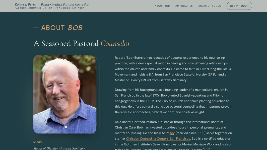 Robert I. Burns, Pastoral Counselor screenshot 2 of 3