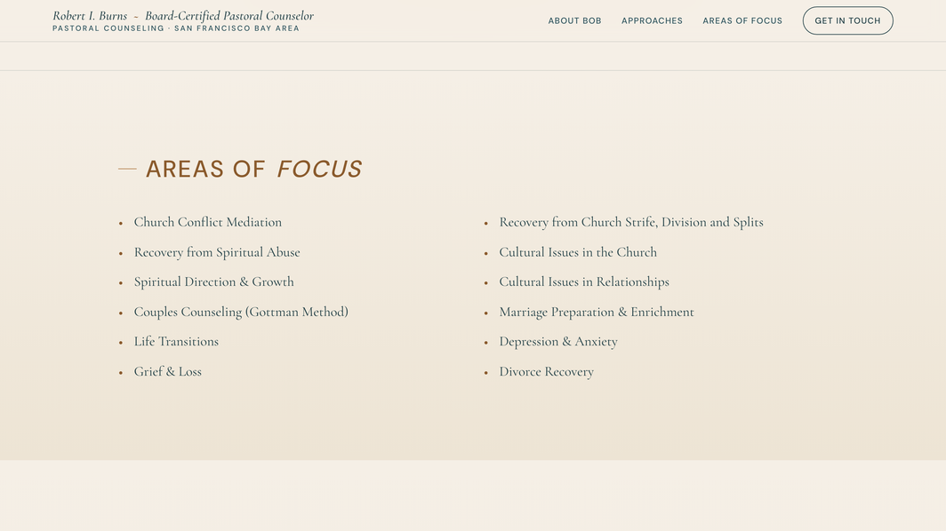 Robert I. Burns, Pastoral Counselor screenshot 3 of 3