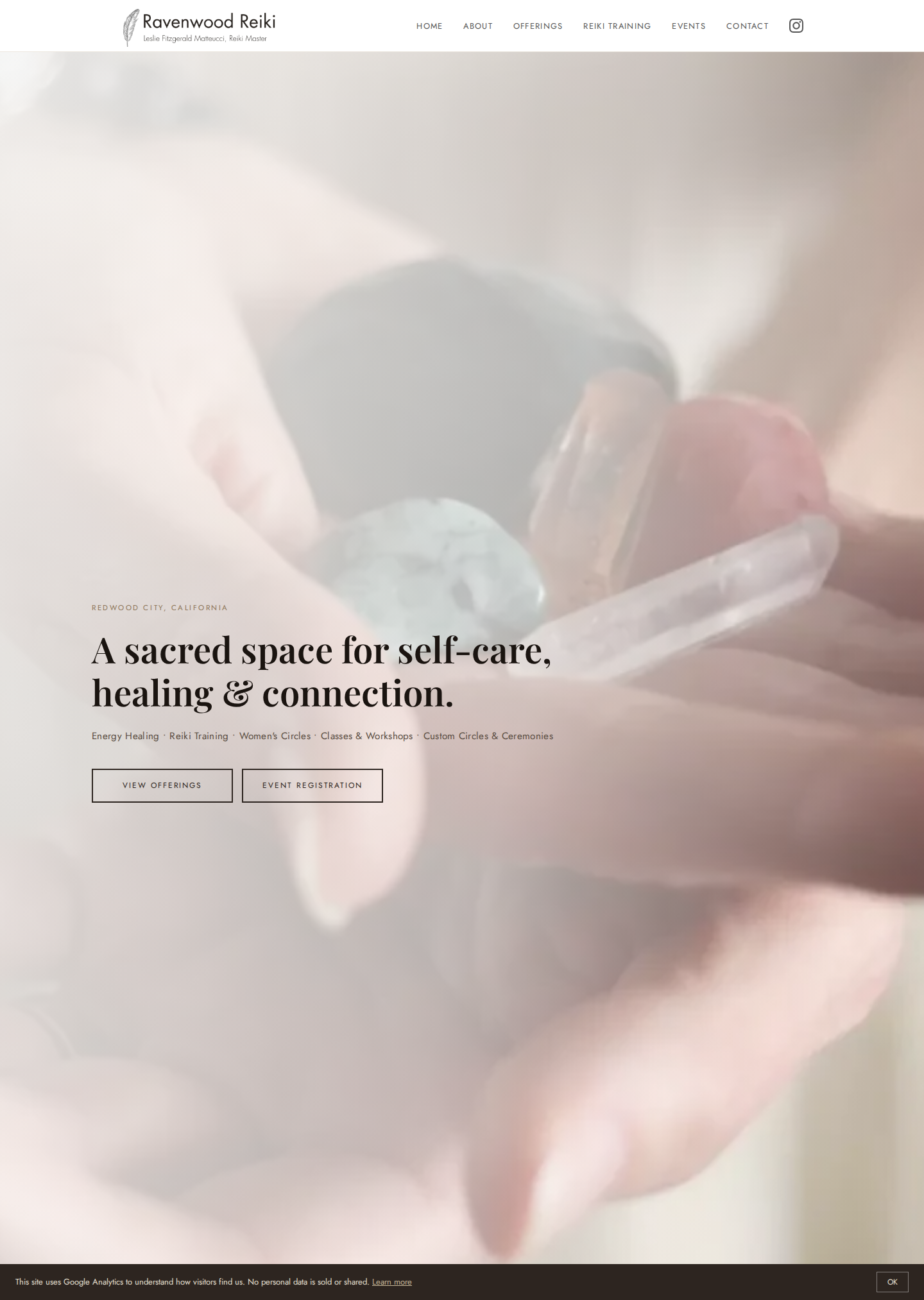 Ravenwood Reiki — desktop site preview